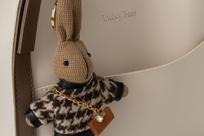 Lucky Bees Bolso Tote Crema y Visón Oscuro